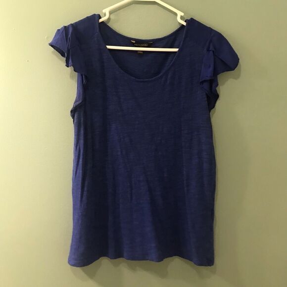 BANANA REPUBLIC Royal Blue “Size M” Ruffled Sleeve Top / Blouse - Picture 1 of 3